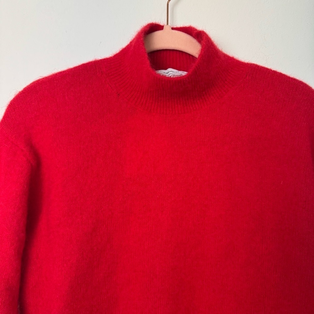 NWT & Other Stories Red Mohair Wool Rhinestone Cropped Sweater XS - Picture 8 of 11